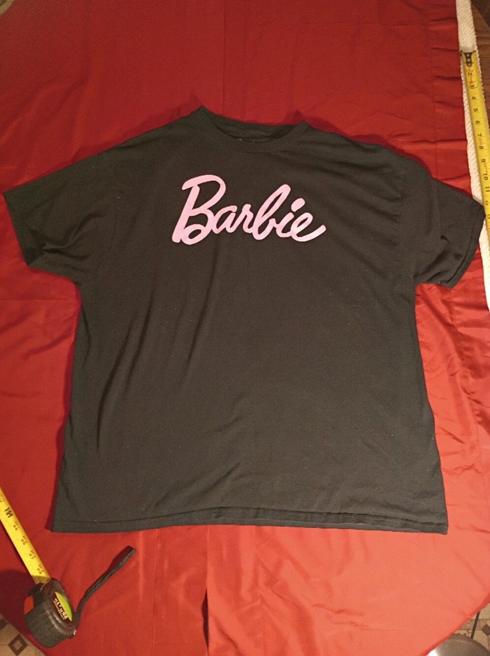 Barbie Black Tee with Pink Script Logo